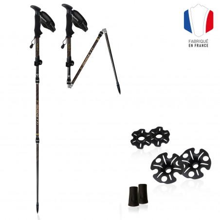 Folding hiking poles Guidetti Flashlock Ambre alu carbon Folding hiking poles Guidetti Flashlock Ambre alu carbon