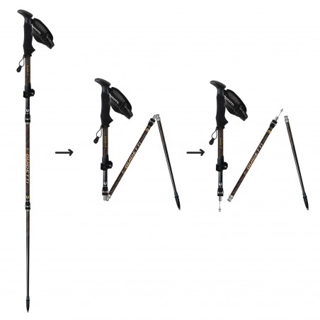 Folding hiking poles Guidetti Flashlock Ambre alu carbon Folding hiking poles Guidetti Flashlock Ambre alu carbon