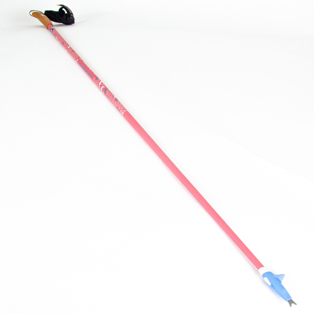 Bâton de marche nordique carbone monobrin rose vue entière Bâton de marche nordique carbone monobrin rose vue entière