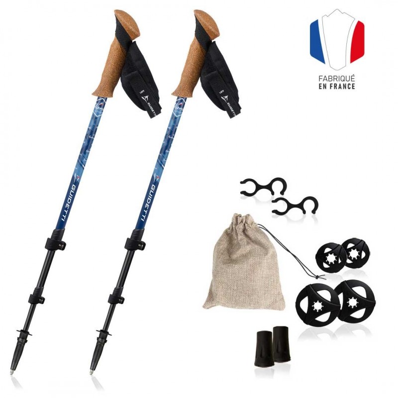 Bâtons De Randonnée Pliables Réglables (2 Pièces) - Aluminium 7075 Léger, 115-135 Cm, Avec Accessoires