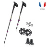 Bâton de randonnée télescopique en carbone aluminium et ses accessoires rose feminin
