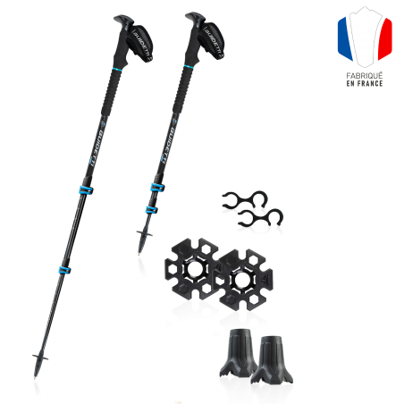 Bâton de randonnée télescopique avec rondelle de marche et bouchons