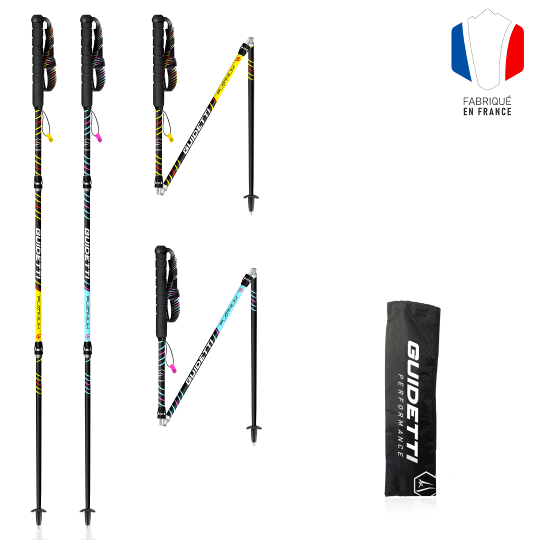 Bâton de trail carbone pliable fabriqué en France - Guidetti sport