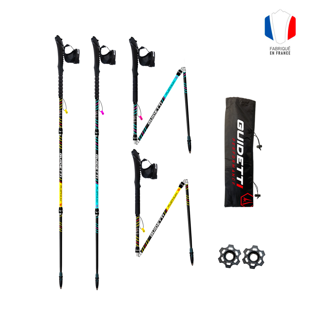 Bâtons de trail carbone pliable 3 brins - Guidetti Sport