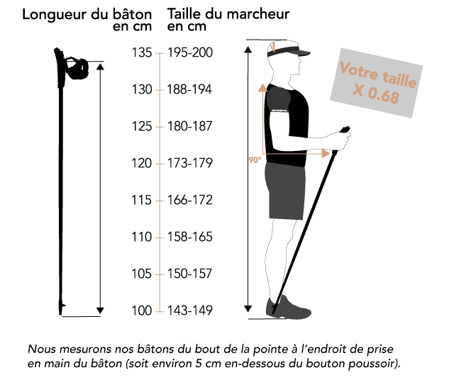 Guide des tailles bâtons marche nordique