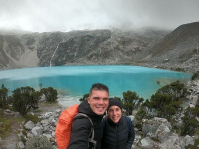 Two adventurers trekking across Asia